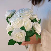 DIY Bouquets de mariage réalistes faits à la main, décoration pour fêtes, maison et jardin, 25 pièces de fleurs artificielles en mousse, roses