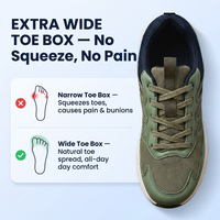 Zapatos de Caminar con Cordones para Hombre, Puntera Ancha, Transpirables, con Alivio para Juanetes, Ligeros, Antideslizantes, Casuales, OEM Personalizados, Invierno/Primavera