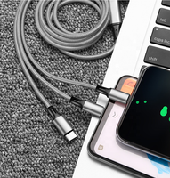 Cantell Kabel Pengisi Daya Ponsel, Kabel Pengisian Daya Ponsel 3 In 1 Kepang Cepat