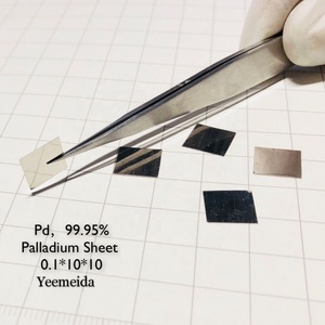 Feuille de <span class=keywords><strong>palladium</strong></span> métallique de haute pureté Yeemeda Pd-2 99,98 % 10*10*0,1 mm/10*10*0,2 mm/20*20*0,1 mm Collections d'éléments - Product Image 1