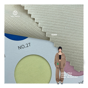 Tela de punto para ropa, 380 algodón, 92,7 poliéster, Beige, 7,3 Gsm, tela teñida de sarga, con capucha, proveedor de China - Product Image 1