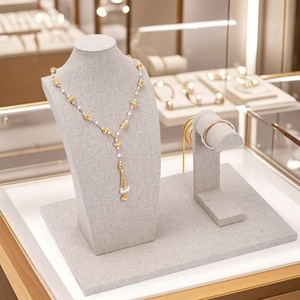 Présentoir à bijoux en lin pour bracelets, colliers et bagues, idéal pour vitrine de magasin - Product Image 2