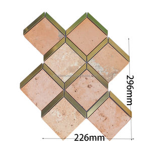 Mosaïque en terre cuite et acier inoxydable, mosaïque en métal et argile pour la décoration des murs et des sols, design rustique moderne - Product Image 2