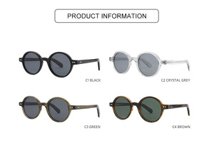 Lunettes de soleil polarisées UV400 anti-reflets légères en acétate rondes tendance - Product Image 4