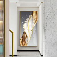 Impression murale en or blanc avec motif plume, décoration de luxe pour la maison, tableau pour salon, entrée, hôtel, intérieurs élégants et modernes