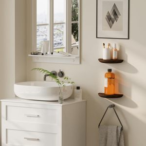 Estantes Flotantes de Madera Maciza Semicirculares, Elegantes Estantes Flotantes para Salas de Estar, Baños, Dormitorios, <span class=keywords><strong>Oficinas</strong></span> - Product Image 4