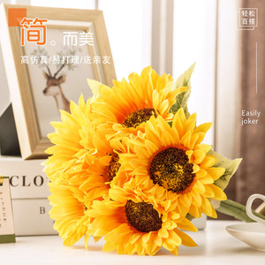 Bouquet de tournesols artificiels Runye, 6 têtes, fleurs en soie, décoration de mariage et de maison - Product Image 2