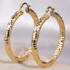 Golden Geometric <b>Hoop</b> <b>Earrings</b> For Women Classic Everyday Wear <b>Fine</b> Jewelry Gold <b>Earrings</b> - Product Image 5