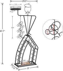Estante para Vino Metálico Independiente con Capacidad para 20 Botellas, Mini Bar con Cubitera, Diseño Art Deco, Sostenible para el Hogar, Cocina, Comedor y Bebidas - Product Image 3
