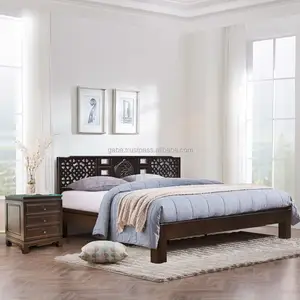 Japanese King Bed Solid Teak Wood Handmade Furniture from Indonesia