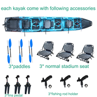 Kayak de pêche modulaire Vicking en HDPE, à pédales, double/simple place, certifié CE, avec moteur de traîne pliable détachable 1/2/3