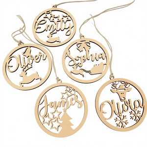 Luxury Handmade UV Printed Wooden <b>Christmas</b> Tree Ornaments with Laser Cut Design - Product Image 3