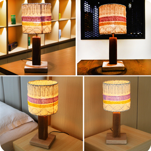 Natural Creative Loofah Table Lamp Handmade Fabric Lamp Light Bedroom Bedside Decorative Home Decor Lights With <b>Switch</b> Lock - Product Image 6