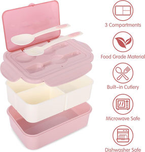 Portable Wheat Straw Lunch Box with Lid <b>Microwave</b> Oven Safe Students Canteen Simple Food Container - Product Image 2