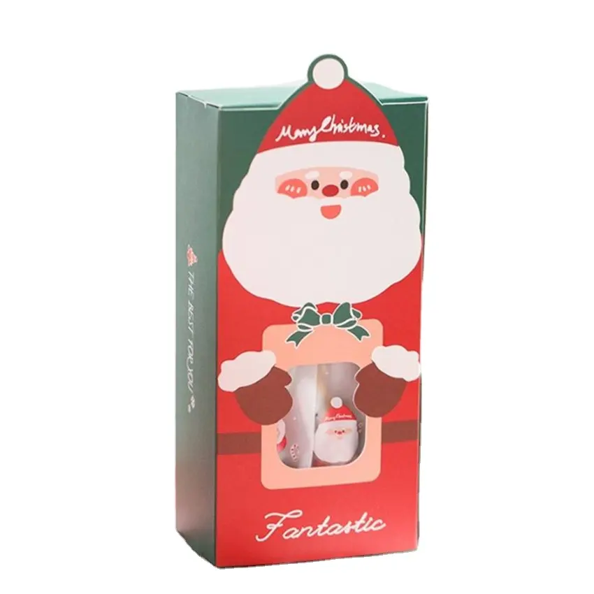 Großhandel benutzer definierte Kraft papier Weihnachten Geschenk box Papier Geschenk Weihnachts papier Keksdose mit Griffen
