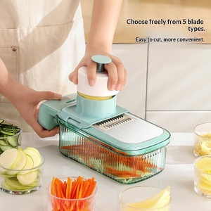 Hachoir à légumes multifonctionnel avec panier de drainage et protection de sécurité, mandoline pour la préparation culinaire - Product Image 1