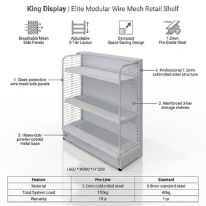 2026 Trending Modular Wire <strong>Mesh</strong> Retail Shelf 3-Tier Adjustable Supermarket Gondola Shelving 1.2mm Heavy Duty Factory Direct - Product Image 1