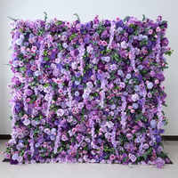 Panneau de fond floral violet lavande L05, rideau enroulable, tapis mural de fleurs artificielles en soie rose lilas pour décoration de mariage