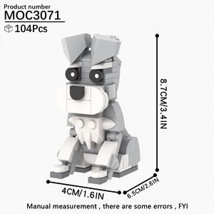 Animales de Granja, Perros, Bulldog Francés, Poodle Blanco, Schnauzer, Husky Siberiano, Bloques de Construcción de Plástico ABS, Juguetes DIY para Niños de 14 Años - Product Image 4