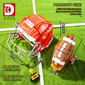 Casque de football américain et de rugby neuf d'usine OEM, série créative, blocs de construction, assemblage DIY, cadeau, jouet modèle pour enfants - Product Image 5