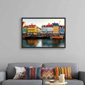Nyhavn Denmark Canvas Print: Copenhagen Colorful Harbor Scene,<b>BLACK</b> <b>FRAMED</b> CANVAS - Product Image 3