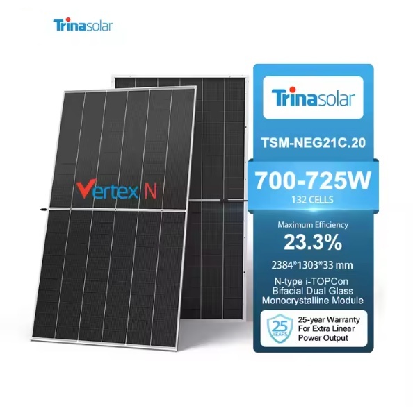 Vertex N Series 720W Trina Solar Panels Bifacial N-Type for TOPCon with 25-Year Warranty 700W-725W 705W 710W 715W 720W 725W