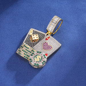 Ciondolo Hip Hop da Casinò Poker in Argento 925 con Moissanite Multicolore Iced Out, Charm per Gioielli da <span class=keywords><strong>Uomo</strong></span> - Product Image 2