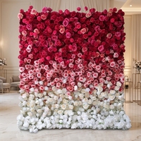 Mur de fleurs artificielles en soie, toile de fond moderne personnalisable pour mariage, dégradé rose et blanc, accessoire photo pour événements intérieurs