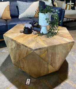 Table basse ronde en bois massif portable, style moderne pour salon, pour usage résidentiel et commercial haut de gamme - Product Image 1