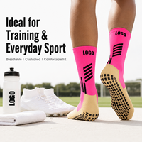Chaussettes de football personnalisées antidérapantes avec semelle en silicone, couleurs et logo personnalisés, rembourrées, OEM ODM, faible MOQ, directement de l'usine