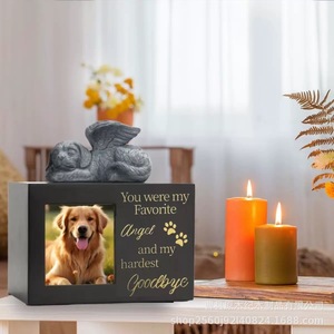 Pet <b>Urn</b> Wooden Rectangle Memorial Box With Photo Frame For Dog <b>Cat</b> Pet Cremation Keepsake Storage Durable - Product Image 1
