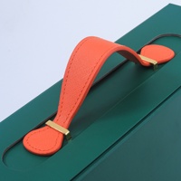 Maßgefertigte Grün-Orange Magnetverschluss-Faltschachtel mit Ledergriff Ideal für Luxus-Geschenkverpackungen und Premium-Produktverpackungen