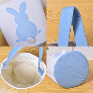 Wholesale Canvas Colorful Rabbit with Cute Pompom Tails Handle Storage <strong>Bunny</strong> <strong>Easter</strong> <strong>Basket</strong> - Product Image 6
