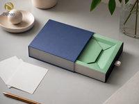 Boîte cadeau rigide bleue et blanche personnalisée avec ruban de tirage pour emballage cadeau de luxe