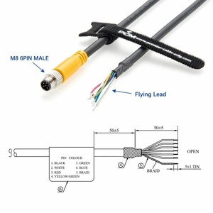 Kabel Trigger Kamera Industri M8 6-Pin A-Code Male ke Flying Lead 26AWG Kabel Fleksibel Tinggi Berpelindung Kompatibel Basler Boost ACE - Product Image 3