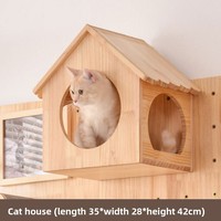 Griffoir pour chat en bois massif étagère à tremplin de nid intégrée avec panneau à trous bruts en bois d'eau Carton non perforé emballé