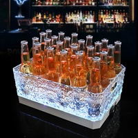 Grand seau à glace rectangulaire LED de 10 L, motif lumineux, refroidisseur de boissons en plastique pour discothèque, KTV, fête, accessoires de bar
