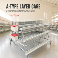 Cage à poules pondeuses automatique de type A, cage en batterie 3/4 niveaux, 96-160 poules pour ferme à forte humidité