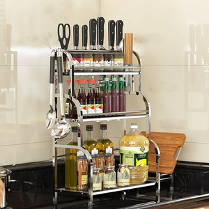 Sell Well <strong>3</strong> <strong>Layer</strong> Metal Standing Spice Holder Kitchen 2-tier Shelf Organizer <strong>Counter</strong> <strong>Top</strong> Storage <strong>Rack</strong> - Product Image 2