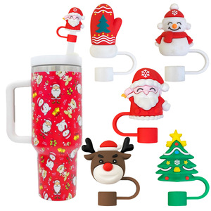 Ensemble de bâtonnets à mélanger pour boissons de Noël, 5 motifs (Père Noël, renne, sapin, gant), en PVC, pour <span class=keywords><strong>café</strong></span>, chocolat, fêtes, vente en gros - Product Image 1