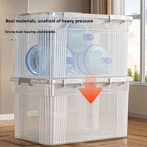 Caixa de Armazenamento Transparente em PP Minimalista, Grande Capacidade, Extra Grande, Organizador de Roupas, Cobertores e Brinquedos com Tampa de Seis Clipes - Product Image 3