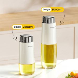 Kitchen Cook 280ml 9.5oz 500ml 17oz Glass Olive Oil Dispenser Bottle Auto Flip Soy <b>Sauce</b> Vinegar Stainless Steel Oil Container - Product Image 2
