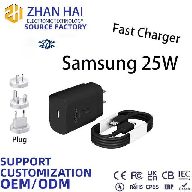 For 25U/24U/23U/22U/21U Mobile Phone 25W PD Fast Charger with USB-C Interface US Standard Plug ABS