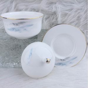 Service de table en porcelaine céladon Longquan chinoise, vaisselle en céramique à glaçure verte orientale - Product Image 2