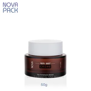 젖빛 앰버 유리 항아리 50g 50ml 화장품 항아리 페이스 크림 모이스처 라이저 컨테이너 30ml 스킨 케어 크림 왁스 유리 항아리 화이트 뚜껑