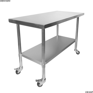 <span class=keywords><strong>NSF</strong></span>-Zertifizierte Hochbelastbare Edelstahl-Werkbank 2 Regale Stapelbar Korrosionsbeständig Abnehmbare Kücheninseln und -wagen - Product Image 5