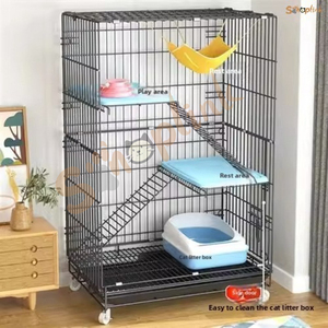 Không Gian Lớn Ba Lớp Có Thể Gập Lại Thoáng Khí Dây Sắt Mèo Lồng Với Rắn Thiết Kế Đơn Giản Khay Nhựa & Hộp Bao Bì - Product Image 3