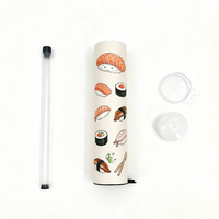 Boîte cylindrique en papier biodégradable de qualité alimentaire personnalisée pour l'emballage de sushis à emporter avec compartiment à sauce et couvercle à ouverture facile