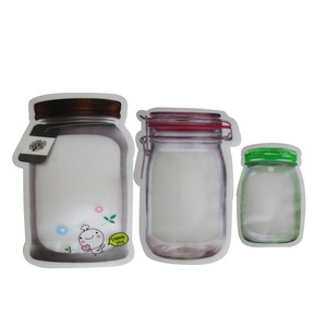 Storage Bags Customized Resealable Zip Lock Bottles Shaped Storage Mason Jar Zipper Bags