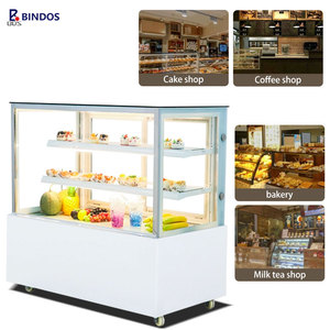 Thương mại trong suốt vuông kính bánh truy cập tủ lạnh đơn nhiệt độ thiết kế cho món tráng miệng sô cô la Nhà Hàng Bánh hiển thị - Product Image 4
